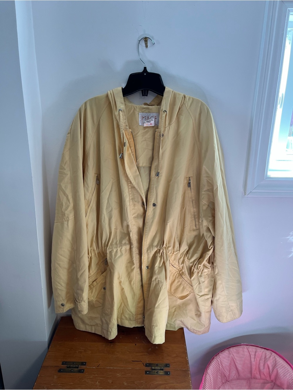 Women’s Vintage Soft Hooded Light Yellow Jacket - Size 3X